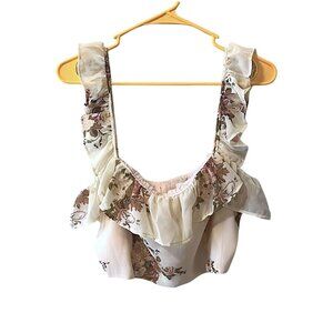 LPA x Revolve Floral Ruffle Sleeveless Crop Top Size XL Coquette Cottagecore